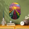 Tulpenveld - Zonsondergang - Kleurrijk Wandcirkel Ovaal Forex klein -sfeer2