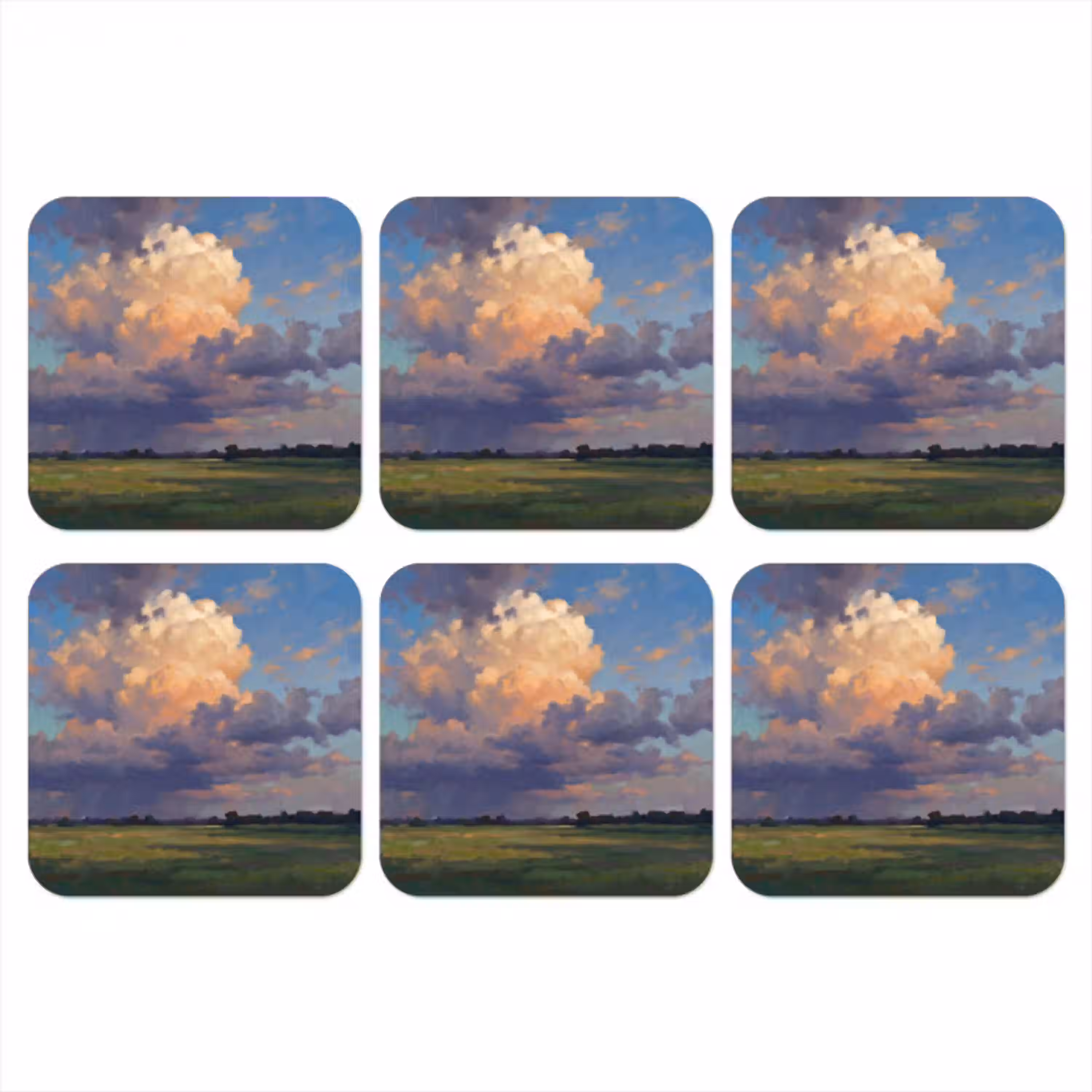 Lucht - Wolken - Landschap - Modern - Oranje onderzetter kurk middel -3d