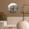 Schotse Hooglander - Bos - Mist - Koe - Dieren - Natuur Wandcirkel behangsticker klein -sfeer1