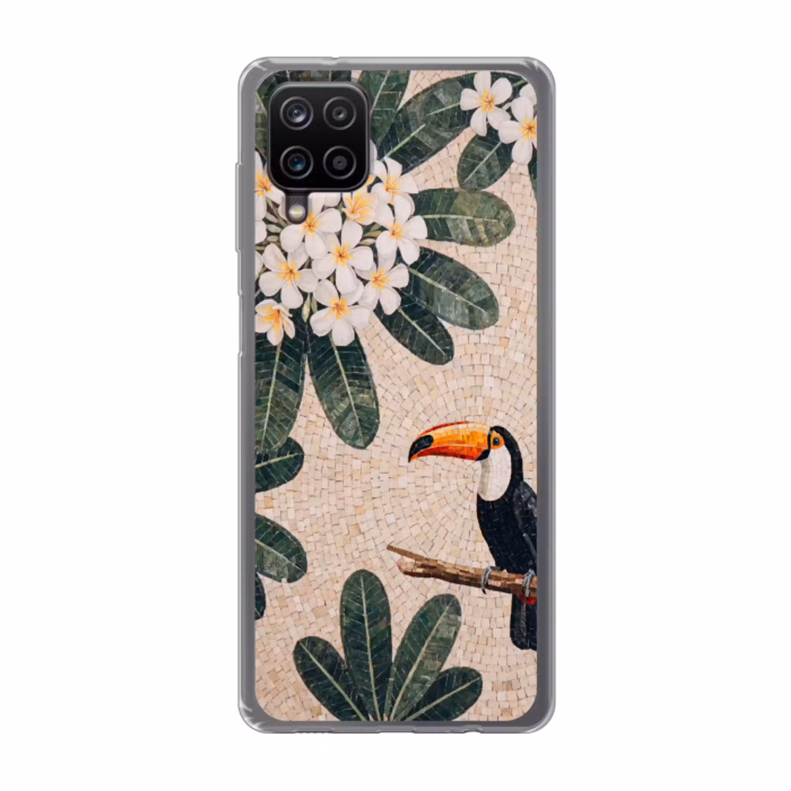 Vogel - Mozaïek - Tropisch - Natuur - Kleurrijk Telefoonhoesje Samsung Galaxy A12 klein -3d