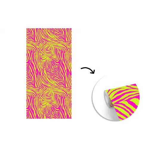 Neon - Zebra - Roze - Groen fotobehang vinyl groot 64 -3d