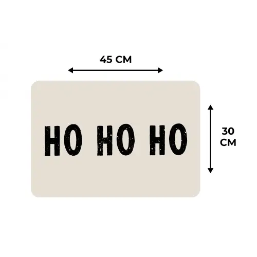 Kerstmis - Ho ho ho - Spreuken - Beige - Kerstman Placemat vinyl groot -specs