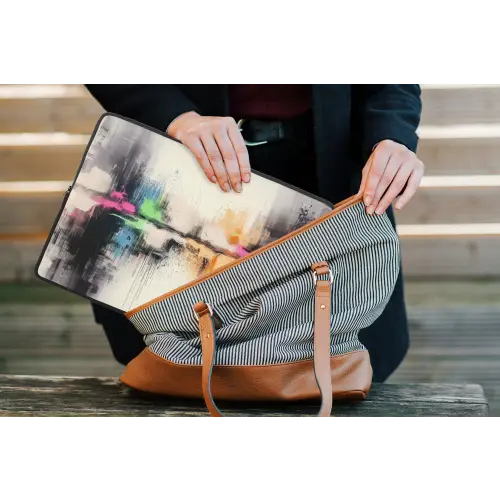 Abstract - Kleurexplosie - Landschap laptophoes neopreen klein -tas