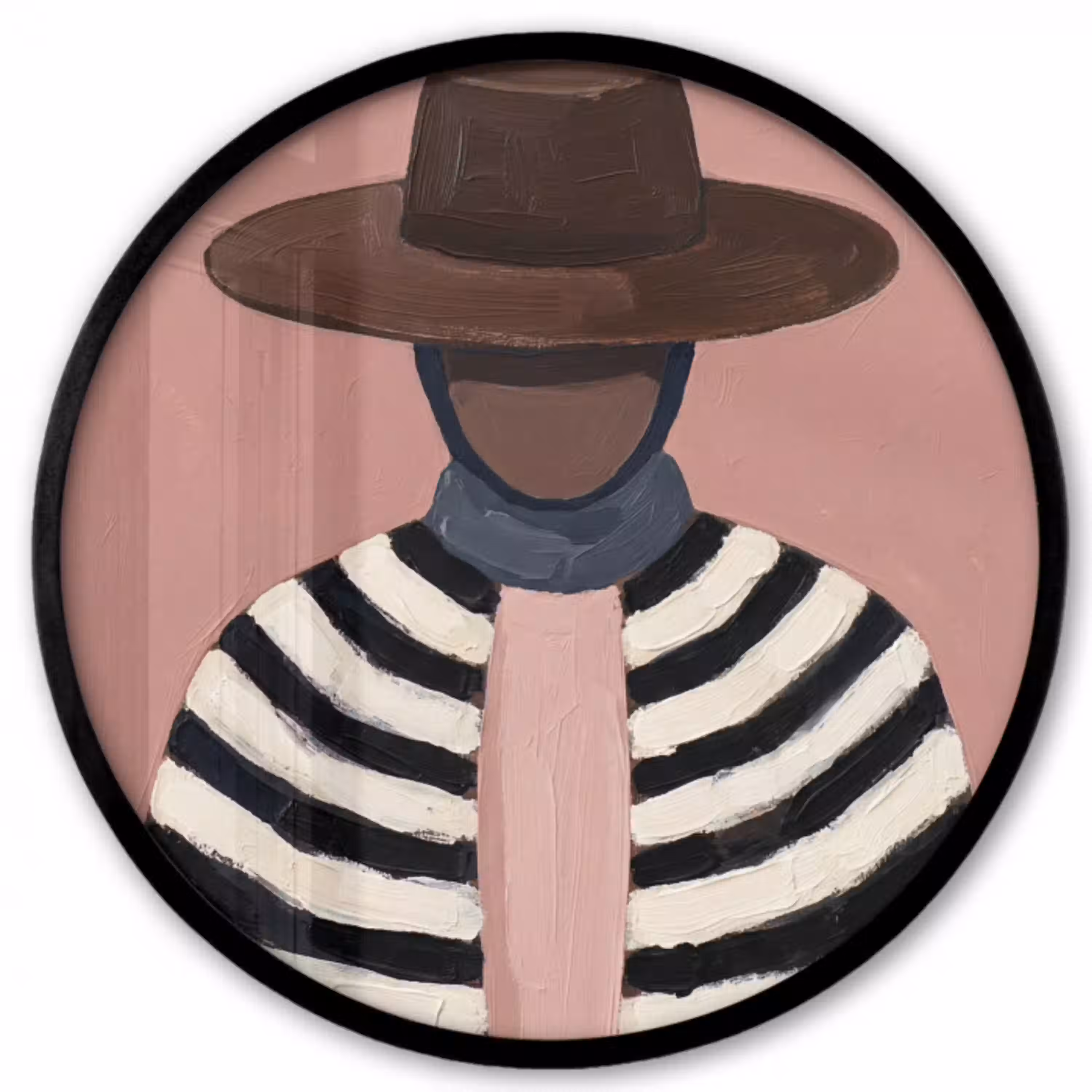 Grafisch - Vrouw - Roze Fotolijst rond zonder passe partout klein -3d
