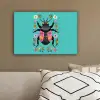 Kever - Bloemmotieven - Turquoise - Bladeren canvas 2cm klein -sfeer3