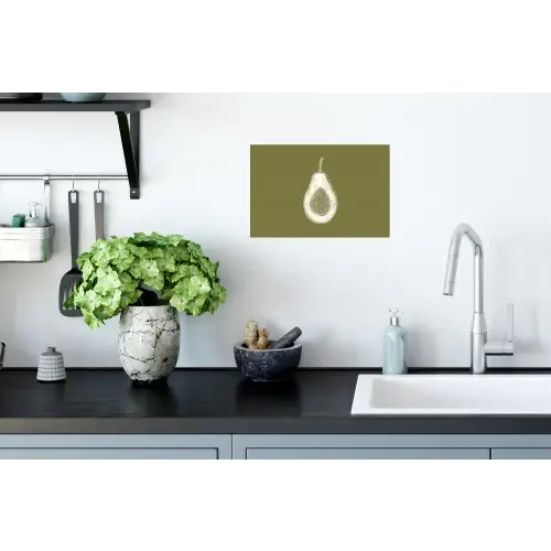 Avocado - Minimalistisch - Illustratie - Groen Muursticker klein -keuken