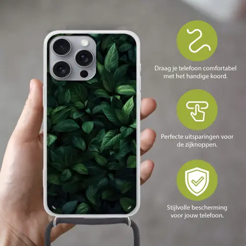 Bladeren - Ovaal - Groen - Nerven Hoesje iPhone 16 Pro Max met koord klein -sfeer2_NL