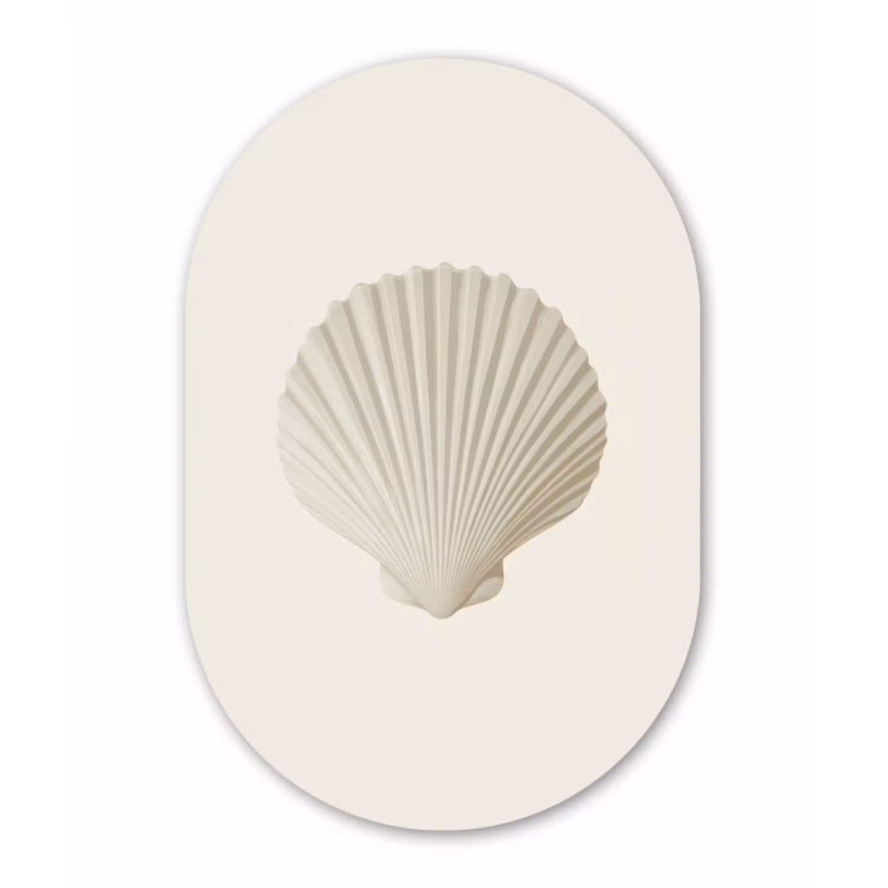 Schelp - Minimalistisch - Wit Wandcirkel Ovaal Glas middel -3d