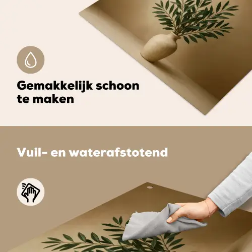 Vaas - Olijftakken - Bladeren - Beige Inductie beschemer met haakjes middel -ky-schoon-nl