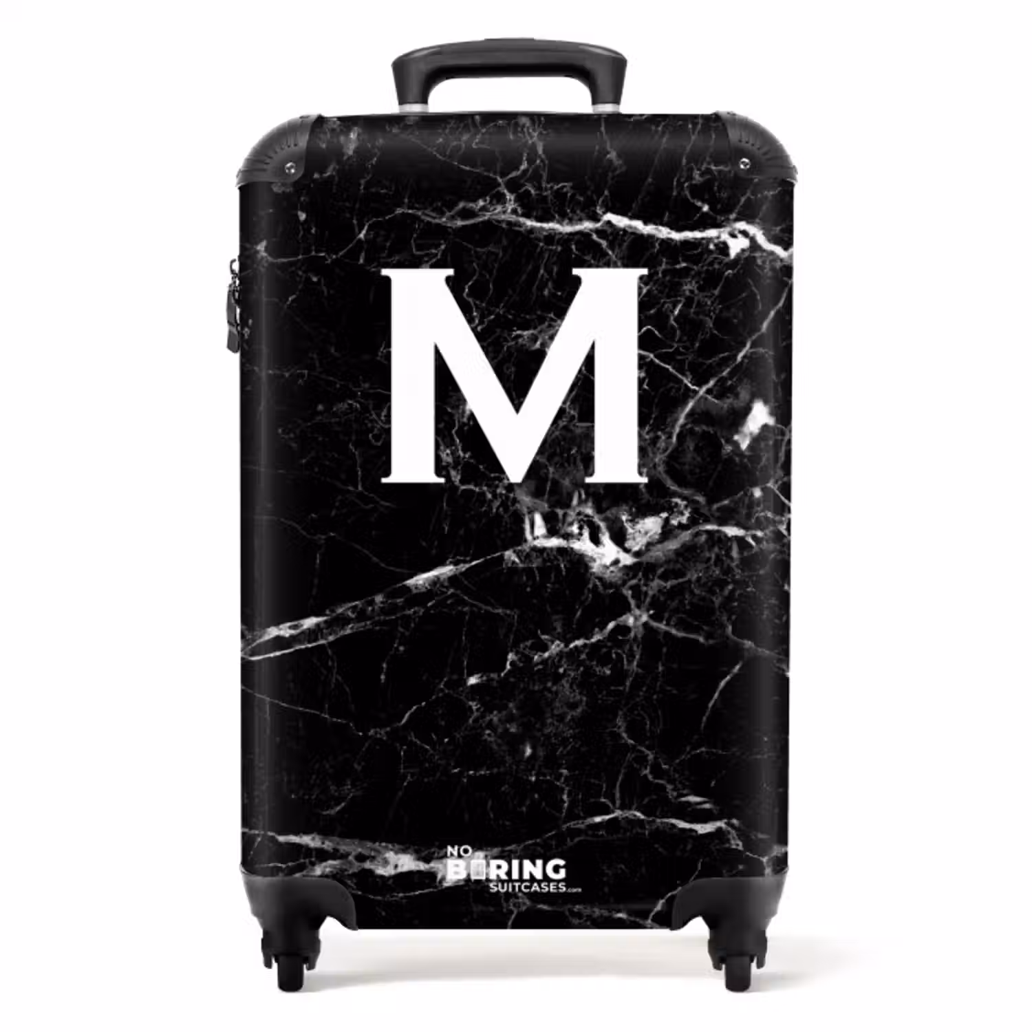 Suitcase - Letter M - Marble print - Black - Luxury