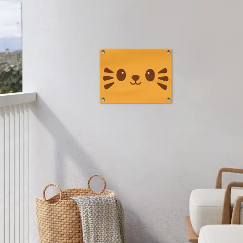 Kat - Simplistisch - Oranje - Vrolijk tuinposter los doek klein -sfeer8