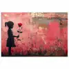 Graffiti - Meisje - Roze - Street art - Roos - Banksy poster papier klein -3d