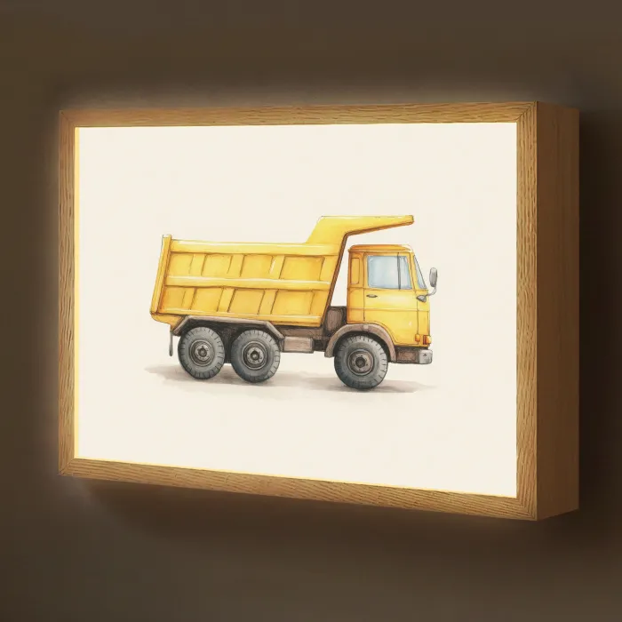Kiepwagen - Geel - Illustratie Light Box met batterij (Wandlamp kind) middel -z3d_website