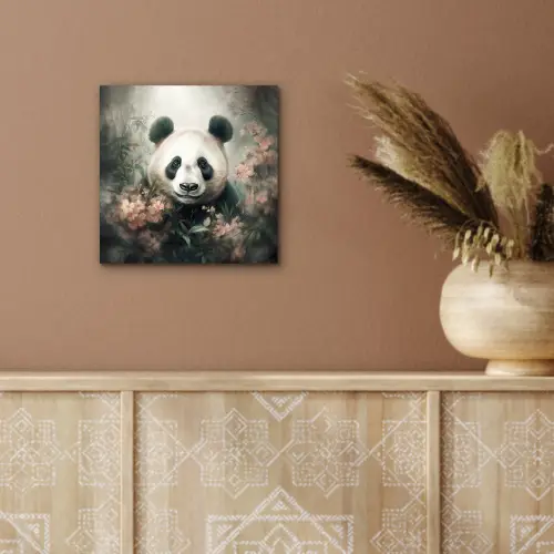 Panda - Dieren - Bloemen - Planten aluminium wit klein -sfeer4