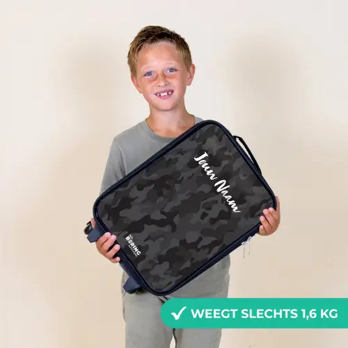 Groene camouflage print Kinderkoffer - Zwart klein -sfeer4_NL