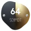 Half goud zwart - Modern Naambord Organisch middel -3d