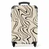 Beige achtergrond met abstracte zwarte lijnen NBS - Handbagage koffer - Kinderen Unisex middel -productfoto_recht