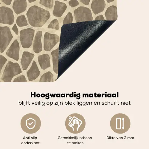 Giraf - Patroon - Beige - Bruin Inductie beschemer met haakjes klein 777 -ky-onderkant-nl