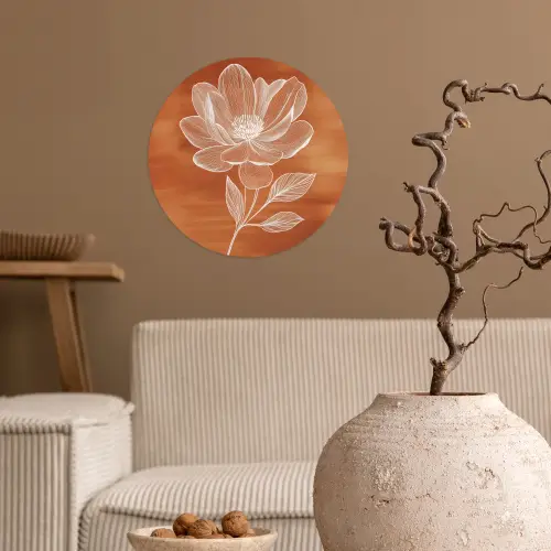 Bloem - Minimalistisch - Wit Wandcirkel behangsticker klein -sfeer1
