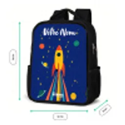 Raket - Sterren - Planeet - Ruimte Rugzak - Zwart middel -productfoto_formaten