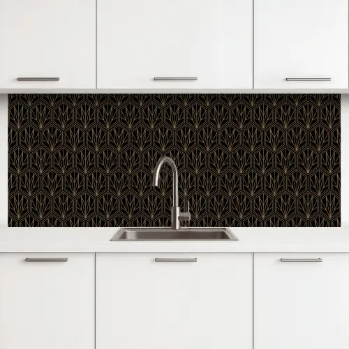 Goud - Zwart - Lijnen keuken achterwand 2 middel 871 -3d