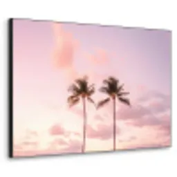 Palmbomen - Paars - Wolken - Lucht Textielframe zwart klein -3d