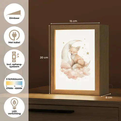 Vos - Wolken - Maan - Sterren Light Box met kabel klein -USP_NL