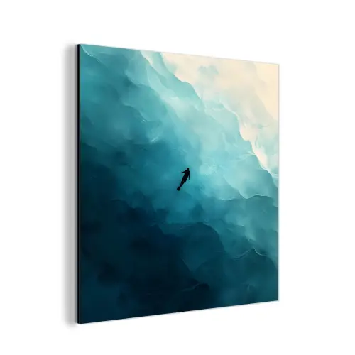 Zee - Silhouet - Abstract - Blauw aluminium wit klein -3d
