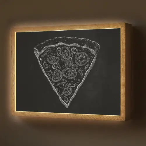 Pizzapunt - Toppings - Krijttekening Light Box met batterij (Wandlamp) middel -z3d_website