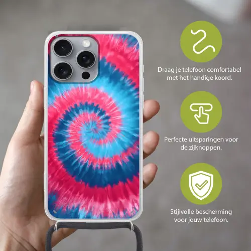 Spiraal - Roze - Draaiend Hoesje iPhone 16 Pro Max met koord klein -sfeer2_NL