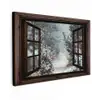 Bos - Winter - Bomen - Natuur - Pad - Doorkijk Tuinposter op houten frame 2 cm dik klein -3d