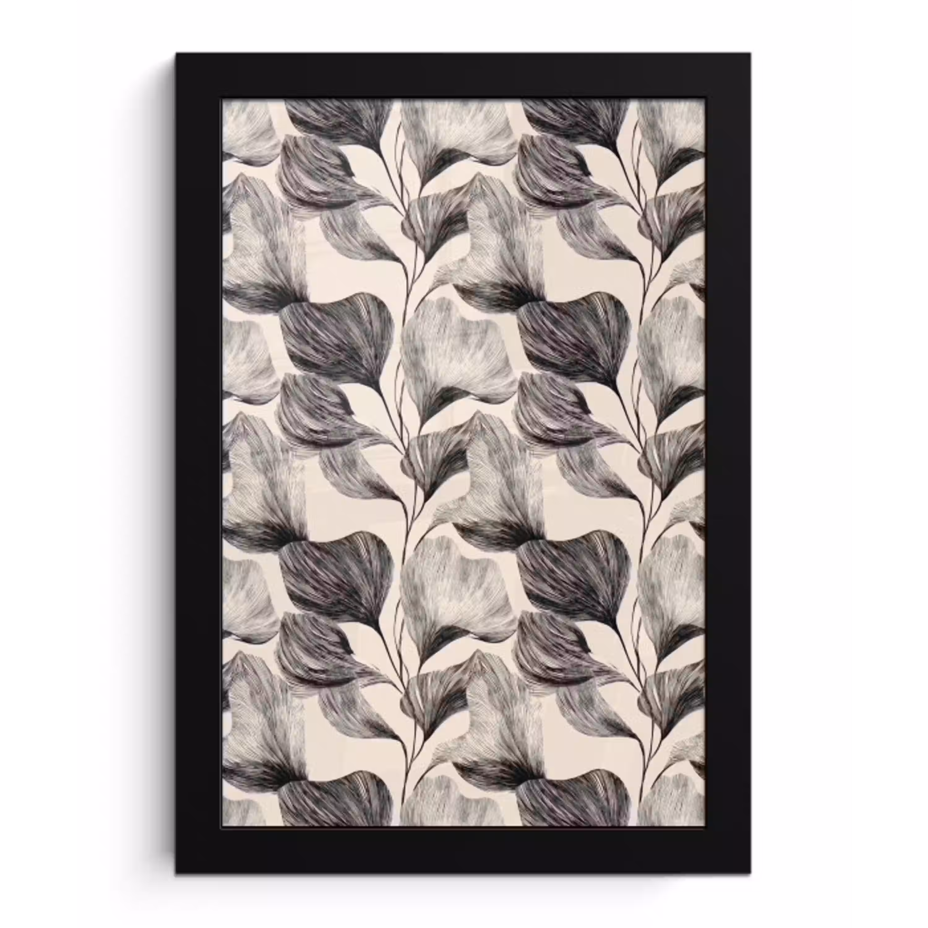 Botanisch - Bladeren - Zwart fotolijst zwart zonder passe partout klein 224 -3d