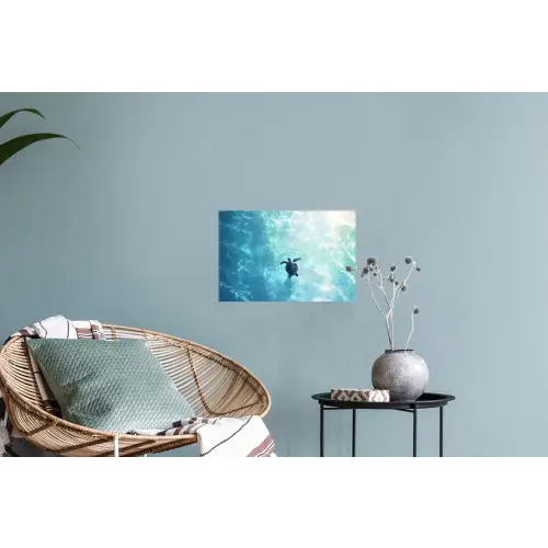 Schildpad - Zee - Blauw - Schittering Muursticker klein -plant