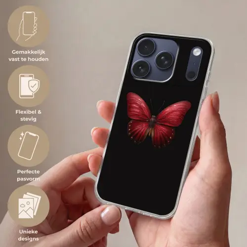 Vlinder - Rood - Minimalistisch Telefoonhoesje iPhone 17 Pro klein -sfeer3_NL