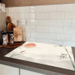 Minimalistisch - Bamboe - Groen Inductie beschermer vinyl 3mm klein -sfeer3