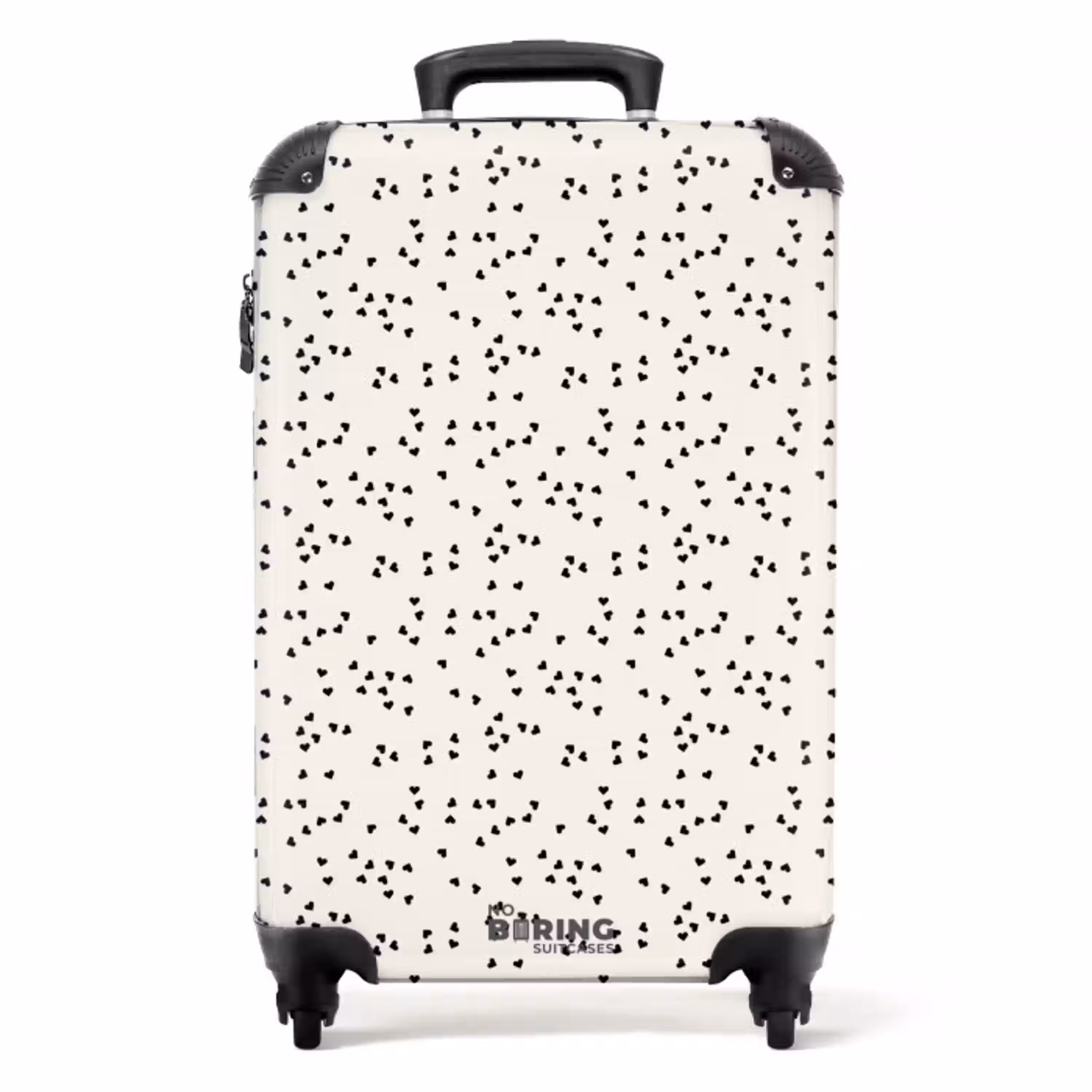 Valentijn verspreide hartjes patroon zwart NBS - Handbagage koffer - Kinderen Unisex middel -productfoto_recht