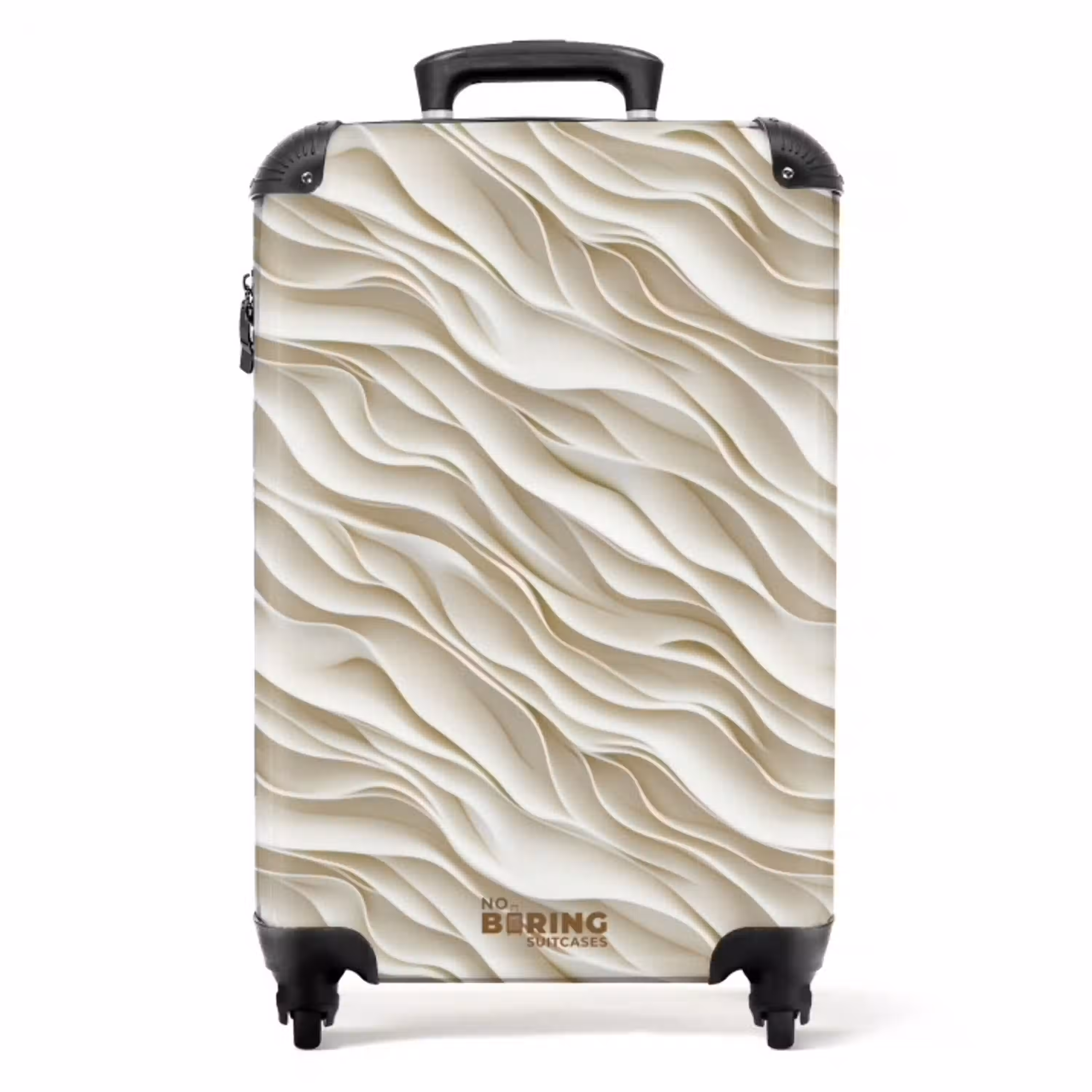 Golven - Wit - Minimalistisch NBS - Handbagage koffer - Volwassenen Unisex middel -productfoto_recht