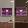 Horizon - Palmbomen - Bergen - Geel Light Box met batterij (Wandlamp) middel -sfeer3