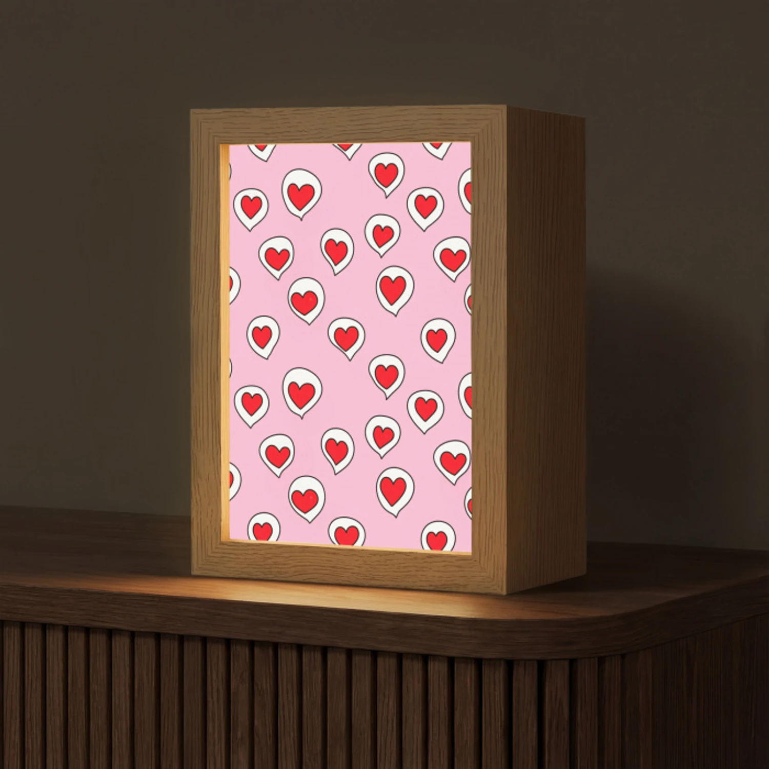 Hartjes - Patroon - Rood Light Box met kabel (Tafellamp) klein 925 -z3d_website