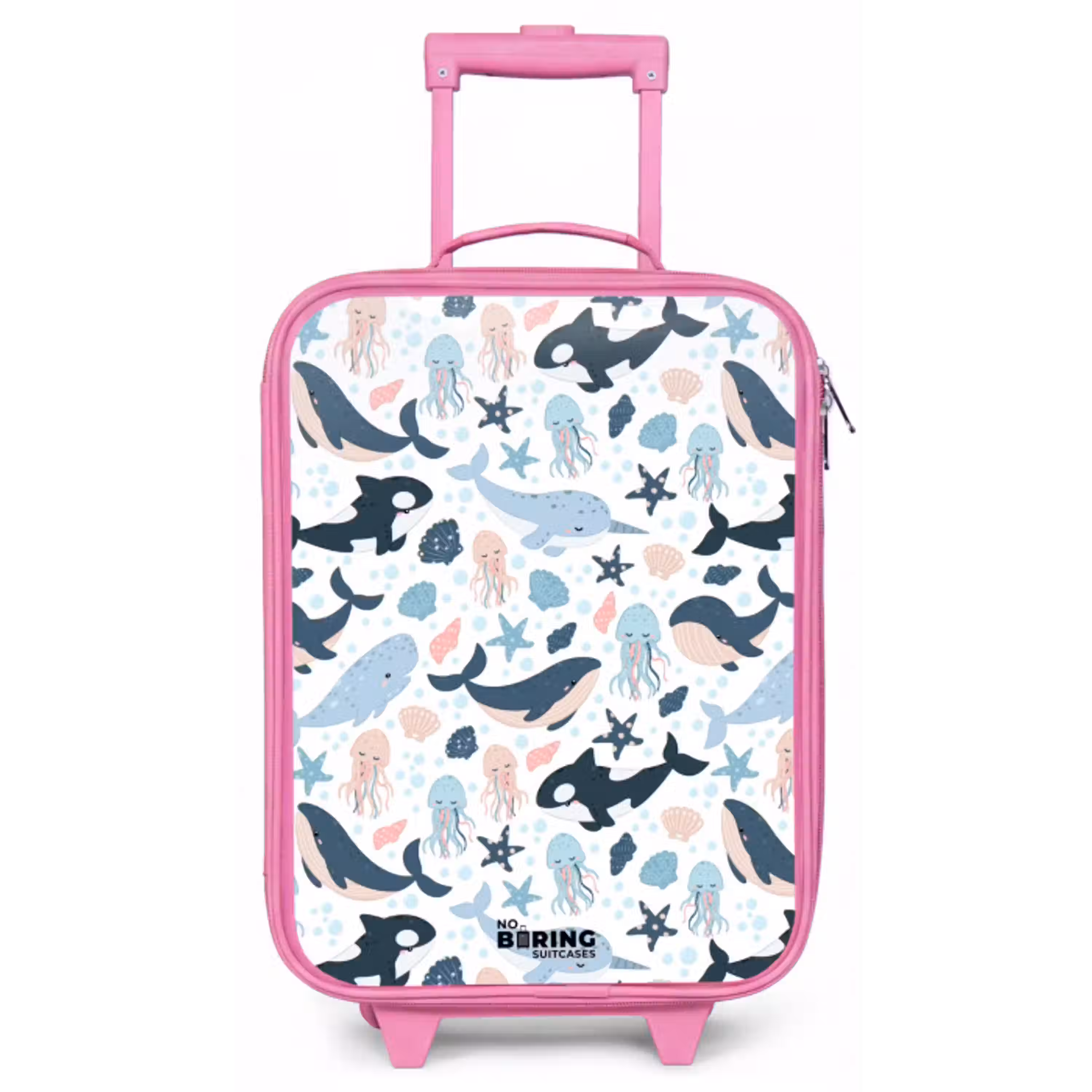 Zeedierenpatroon met walvissen, kwallen en orka's Kinderkoffer - Roze klein -zz3dotto