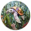 Schildpad - Zeewier - Mozaïek Wandcirkel kunststof plaat 5mm dik klein -3d