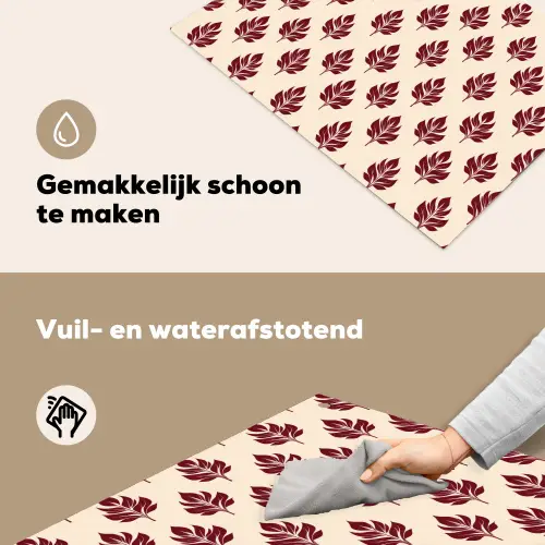 Botanisch - Patroon - Bordeaux Inductie beschemer met haakjes klein 777 -ky-schoon-nl