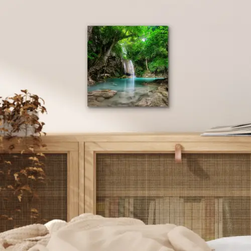 Jungle - Waterval - Planten - Water - Natuur aluminium wit klein -sfeer3