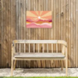 Bergen - Abstract - Zonnestralen - Roze Tuinposter op houten frame 2 cm dik klein -sfeer4