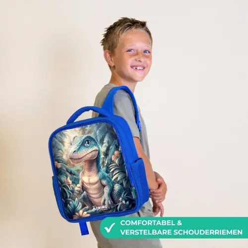 Dino in mystieke jungle met maanlicht Kinderrugzak - Blauw middel -sfeer3_NL