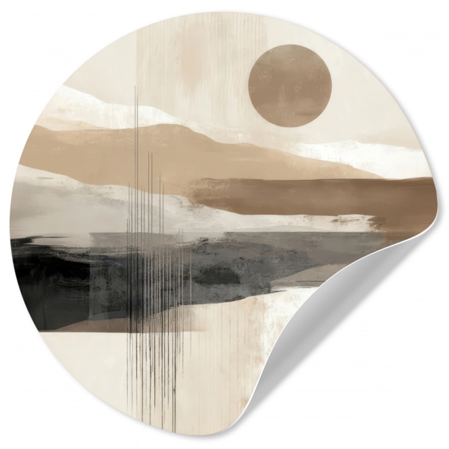 Minimalistisch - Landschap - Dimensie Wandcirkel behangsticker klein -3d