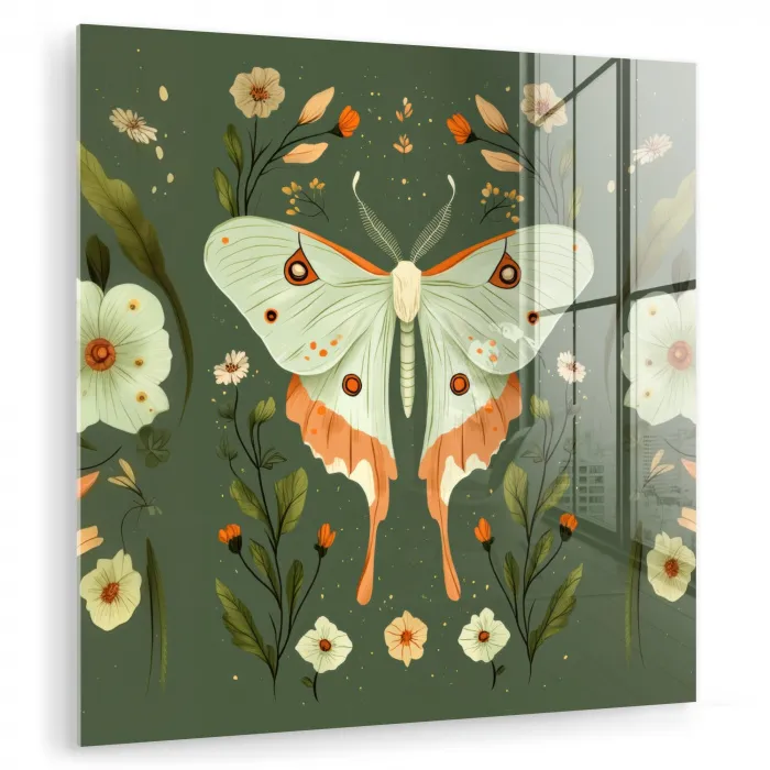 Bloemen - Bladeren - Olijfgroen - Vlinder plexiglas 5mm klein -zzzproduct_nieuw
