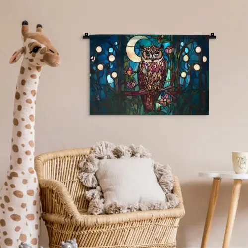 Uil - Mozaïek - Maan - Nacht Wandkleed katoen klein -wsfeer5_kind