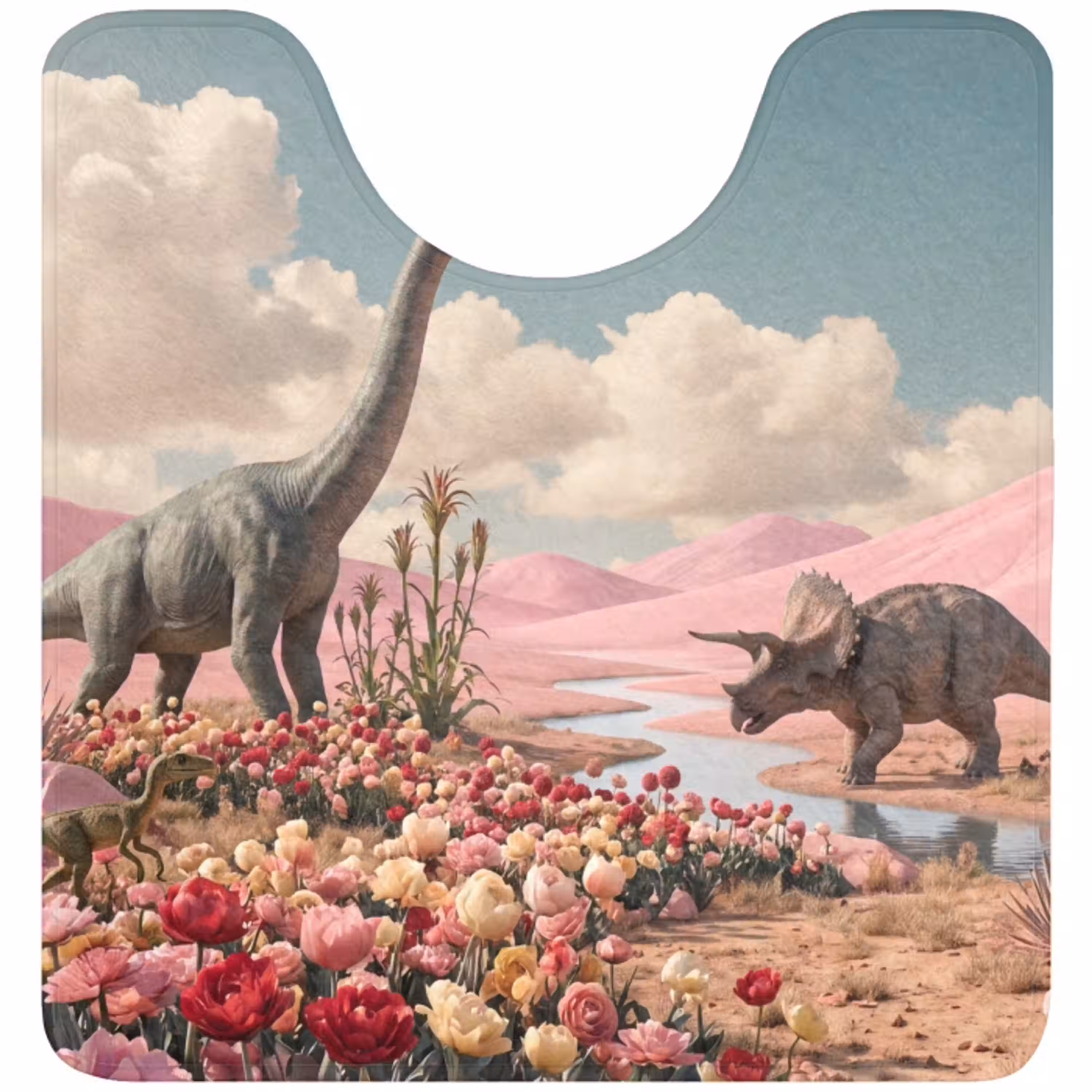 Dinosaurus - Roze - Landschap WCmat U-uitsnede middel -3d