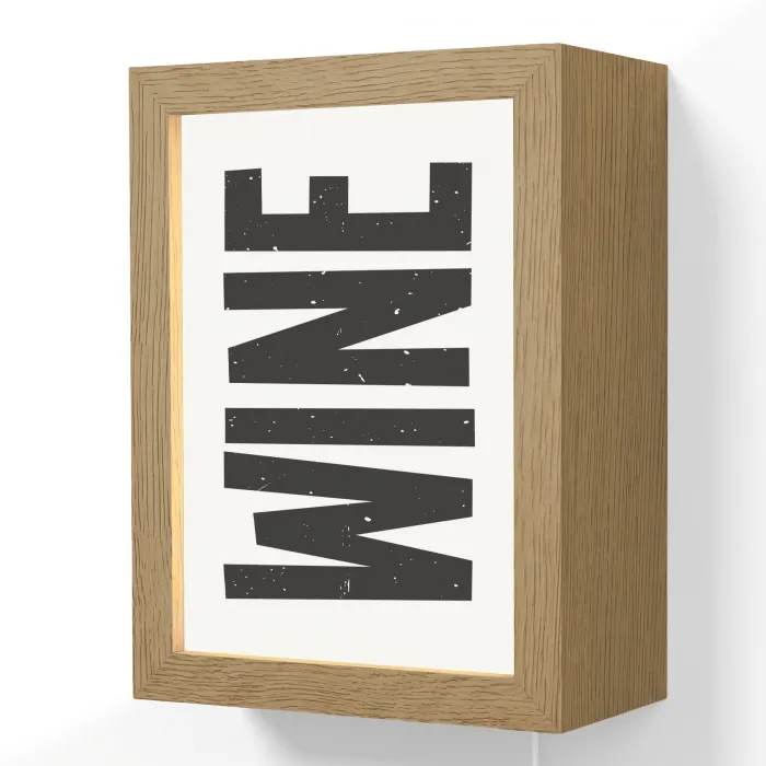 Vintage - Japandi - Wine - Decoratie Light Box met kabel (Wandlamp) klein -3d